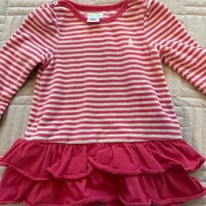 Ralph Lauren velvet pink and white stripe with ruffle skirt dress size 12m